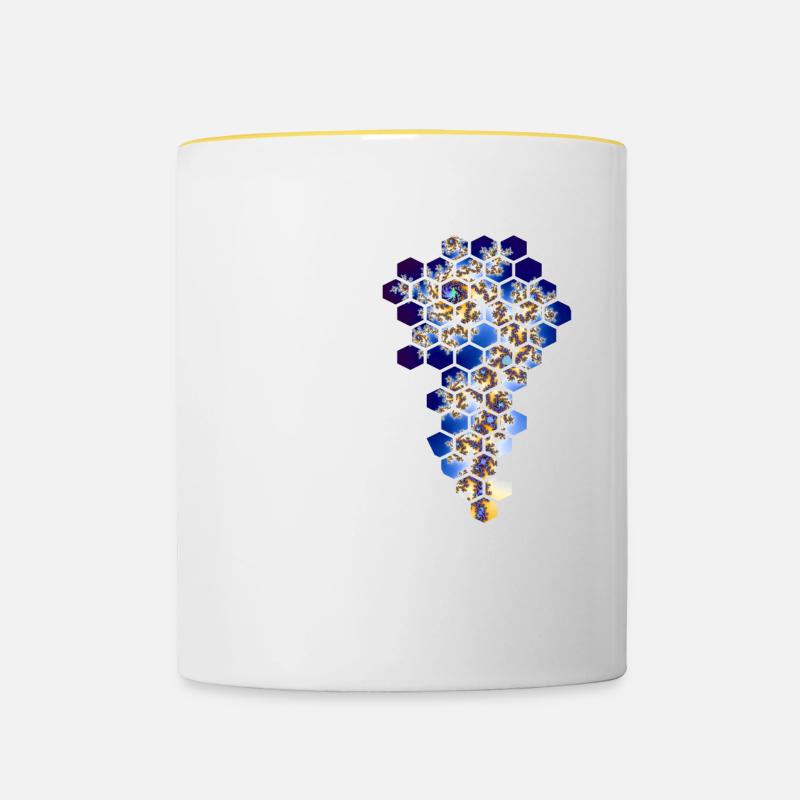 Fractale en nid d’abeille - Mug contrasté - blanc/jaune