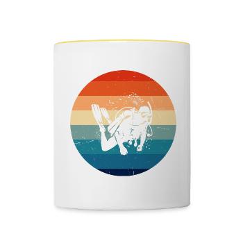 Free Dive Scuba Diving Scuba Diver Diving - Contrasting Mug - white/yellow - Front