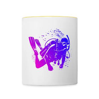 Plongeur Femme Plongeur Plongeur Homme - Mug contrasté - blanc/jaune - Devant