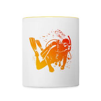 Plongée sous-marine Scuba Tauchen Plongée Tauchen - Mug contrasté - blanc/jaune - Devant