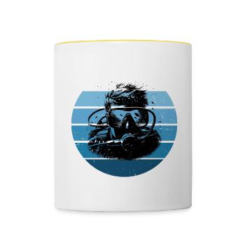 Diving Men's Scuba Diving Diver Diving - Contrasting Mug - white/yellow - Front