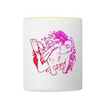Plongée Libre Plongée Plongeur Plongeur Plongée - Mug contrasté - blanc/jaune - Devant