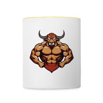 Bull Bull Beast Musculation - Mug contrasté - blanc/jaune - Devant