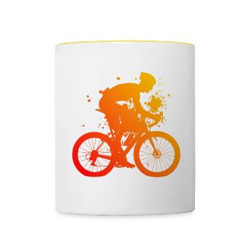 Cyclisme sur route Cyclistes sur route Vélo de route pour hommes - Mug contrasté - blanc/jaune - Devant