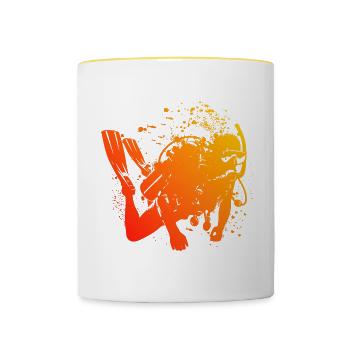 Diver Scuba Tauchen Scuba Diver Tauchen - Tasse zweifarbig - Weiß/Gelb - Vorne