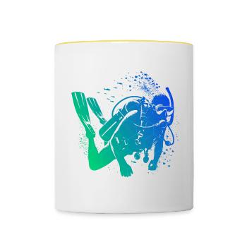 Free Dive Scuba Tauchen Scuba Taucher Scuba Diver - Tasse zweifarbig - Weiß/Gelb - Vorne
