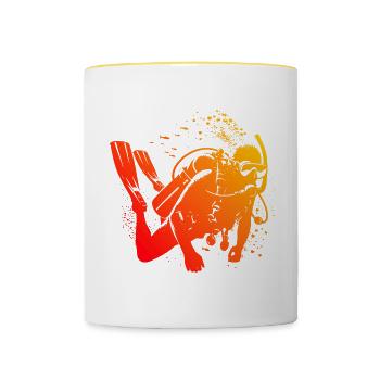 Men's Free Dive Diving Scuba Diving Scuba Diving - Contrasting Mug - white/yellow - Front