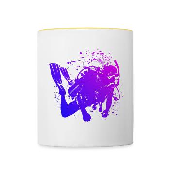 Plongée Femme Hommes Plongée Libre Plongée sous-marine - Mug contrasté - blanc/jaune - Devant