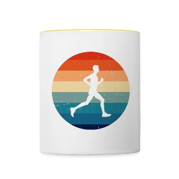 Course Jogging Femme Jogging Course à pied Jogging Course à pied - Mug contrasté - blanc/jaune - Devant