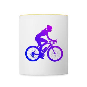 Herren Damen Radfahren Velo Bike Mountainbike - Tasse zweifarbig - Weiß/Gelb - Vorne