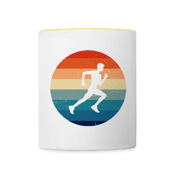 Course Cross Country Running Fitness Femmes - Mug contrasté - blanc/jaune - Devant