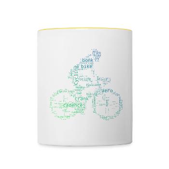 Cyclisme Cyclisme Vélo Homme - Mug contrasté - blanc/jaune - Devant