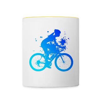 Cyclisme Velo Vélo VTT Femmes VTT - Mug contrasté - blanc/jaune - Devant