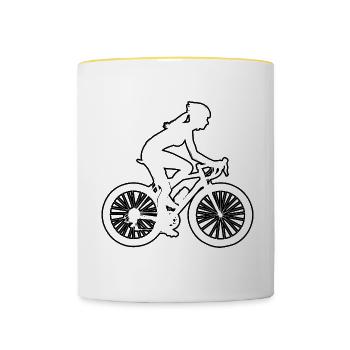 Bike Cyclist Mtb Cycling Bicycle - Contrasting Mug - white/yellow - Front