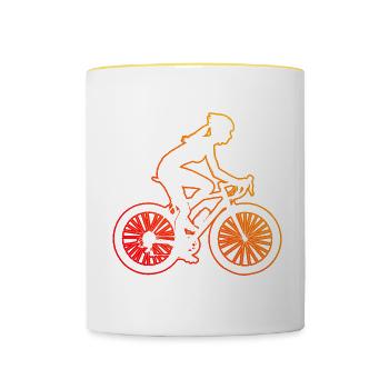 Vélo VTT Femme Vélo VTT Homme - Mug contrasté - blanc/jaune - Devant