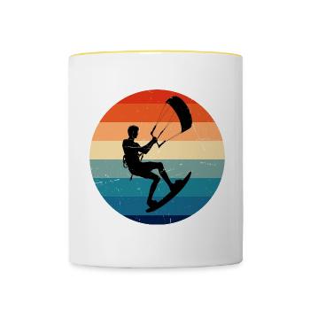 Women's Kiting Kitesurfer Kite Men's Kitesurfing - Contrasting Mug - white/yellow - Front