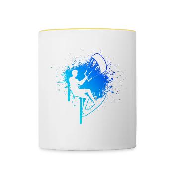 Kiting Women Kitesurfing Men Kitesurf Kitesurfing - Contrasting Mug - white/yellow - Front