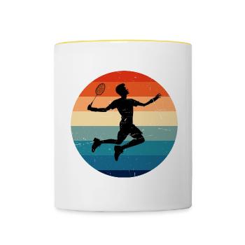 Badminton players Badminton men badminton - Contrasting Mug - white/yellow - Front