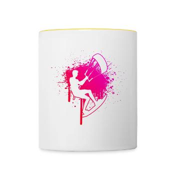 Kiting Femmes Kitesurfeur Kitesurf Kitesurf - Mug contrasté - blanc/jaune - Devant