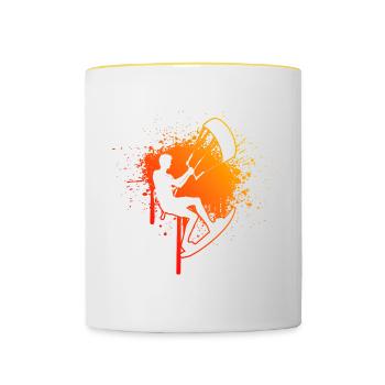 Kitesurf Femmes Kiting Kitesurf Kitesurfeur - Mug contrasté - blanc/jaune - Devant