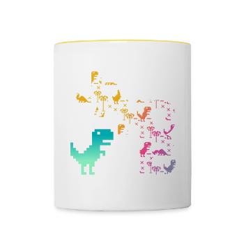 JAKOB - Schöner Jungen Name mit Dinosaurier - Tasse zweifarbig - Weiß/Gelb - Vorne