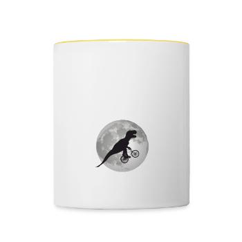 FINN - Schöner Jungen Name mit Dinosaurier - Tasse zweifarbig - Weiß/Gelb - Vorne