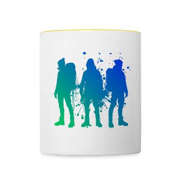 Climbing Kletterer Bouldern Damen Klettern - Tasse zweifarbig - Weiß/Gelb - Vorne