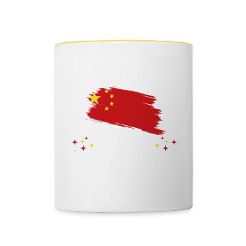 Bitte Nicht Stören Ich Träume Von China - Tasse zweifarbig - Weiß/Gelb - Vorne