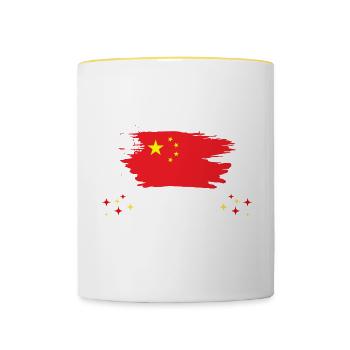 Bitte Nicht Stören Ich Träume Von China - Tasse zweifarbig - Weiß/Gelb - Vorne