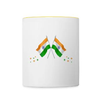 Bitte Nicht Stören Ich Träume Von Indien - Tasse zweifarbig - Weiß/Gelb - Vorne