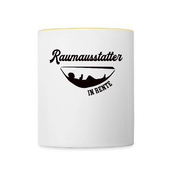 Raumausstatter in Rente Rentenbeginn Ruhestand - Tasse zweifarbig - Weiß/Gelb - Vorne