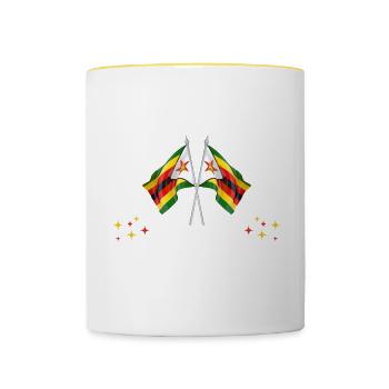 Bitte Nicht Stören Ich Träume Von Simbabwe - Tasse zweifarbig - Weiß/Gelb - Vorne