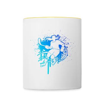 Eishockey Eishockey spielen Eishockeyspieler - Tasse zweifarbig - Weiß/Gelb - Vorne