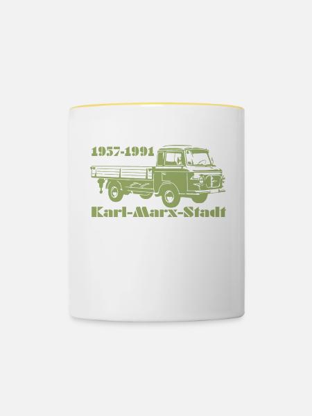 Barkas Pritsche - Tasse zweifarbig - Weiß/Gelb