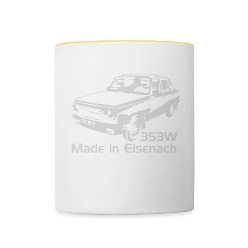 Wartburg w353 Made in Eisenach - Tasse zweifarbig - Weiß/Gelb - Vorne