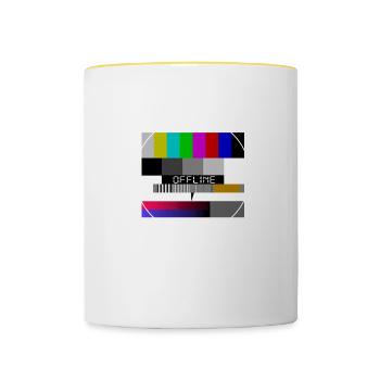 déconnecté, internet, image d’essai, tv - Mug contrasté - blanc/jaune - Devant