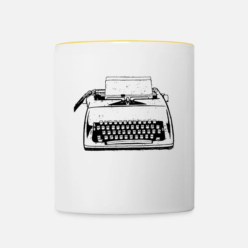 typewriter - Contrasting Mug - white/yellow