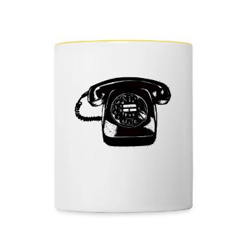 Telefon - Tasse zweifarbig - Weiß/Gelb - Vorne