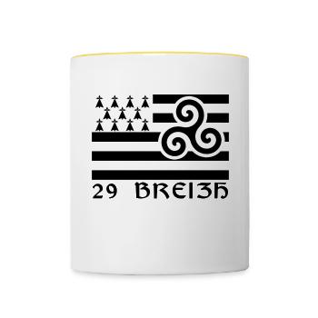 29 Breizh Finistère Bretagne - Mug contrasté - blanc/jaune - Devant
