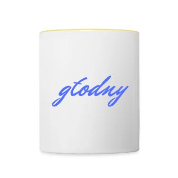 J'ai faim - langue polonaise pour homme - Mug contrasté - blanc/jaune - Devant