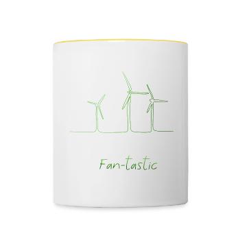 Éolienne protection du climat Transition énergétique Protection de l’environnement - Mug contrasté - blanc/jaune - Devant