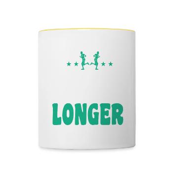 Motif marathon pour coureurs et joggeurs - Mug contrasté - blanc/jaune - Devant