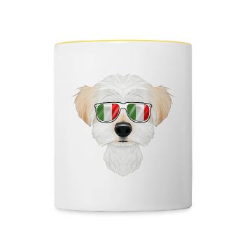 Maltese Italy Sunglasses I Italian Flag - Tasse zweifarbig - Weiß/Gelb - Vorne