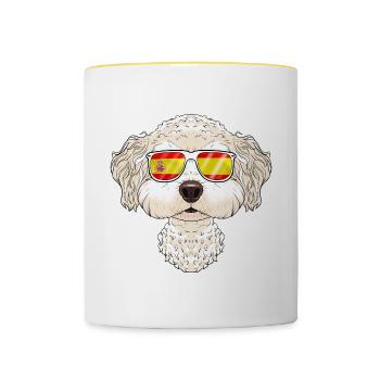 Bichon Frise I Spain Sunglasses I Spanish Flag - Tasse zweifarbig - Weiß/Gelb - Vorne