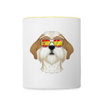 Shih Tzu I Spain Sunglasses I Spanish Flag - Tasse zweifarbig - Weiß/Gelb - Vorne