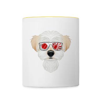Lunettes de soleil Maltese Japan I drapeau japonais - Mug contrasté - blanc/jaune - Devant