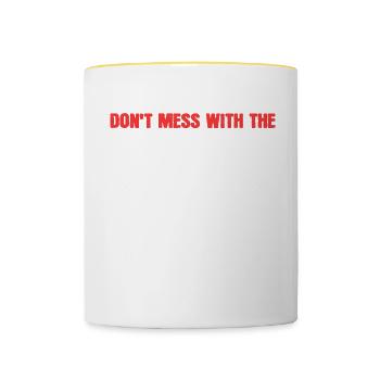 Mach dich nicht an Metzger Geschenk - Tasse zweifarbig - Weiß/Gelb - Vorne