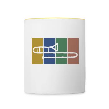 Posaune Orchester Geschenk Instrument - Tasse zweifarbig - Weiß/Gelb - Vorne
