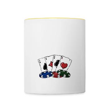 Risque de jouer au poker Gambling Poker Player - Mug contrasté - blanc/jaune - Devant