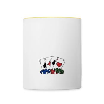 Love Rainbow Flops Casino Poker Jeu Poker - Mug contrasté - blanc/jaune - Devant